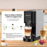 4in1 Espresso Machine,Customize Volume Settings，Automatic Coffee Maker, Single-Serve Capsule Coffee Machine for Nespresso original/L'OR/Ground Coffee,19Bar Espresso Machine,1450W Coffee Machine