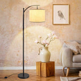 Floor Lamp, Standing Lamp with Hanging Lamp Shade, Industrial Arc Reading Lamp is Perfect for Bedroom, Living Room, Office, Study Room, Included 8W 3000K Eye-Care LED Bulb