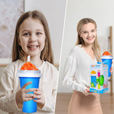 Color Land Slushy Cup, TIK TOK Slushie Maker Cup Frozen Magic Squeeze Cup, Ice Cream Maker Cup, Cool Stuff Trending Tiktok Items Homemade DIY Cool Gadgets with Lid & Straw (350ML, Blue)