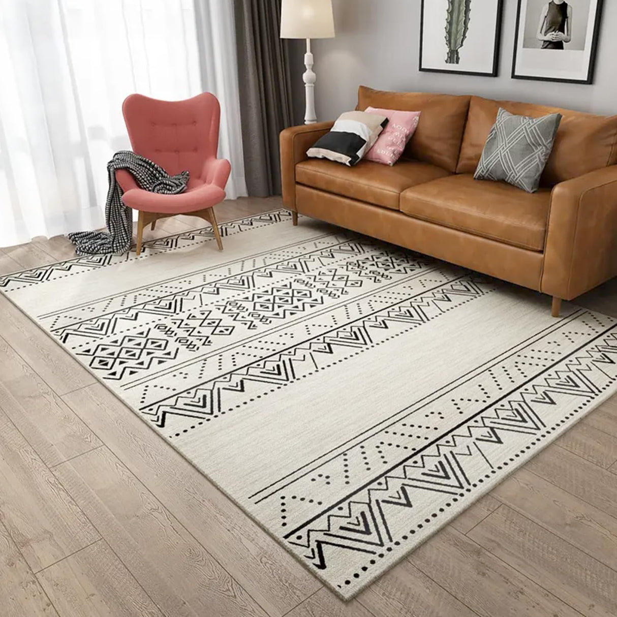 Area Rugs Living Room Rugs Modern Abstract Non-Slip Rug Large Size Short Pile Carpet Floor Mat Washable Area Rugs Non Shedding for Living Room, Bedroom (Moroccan Geometric, 160 * 230CM)