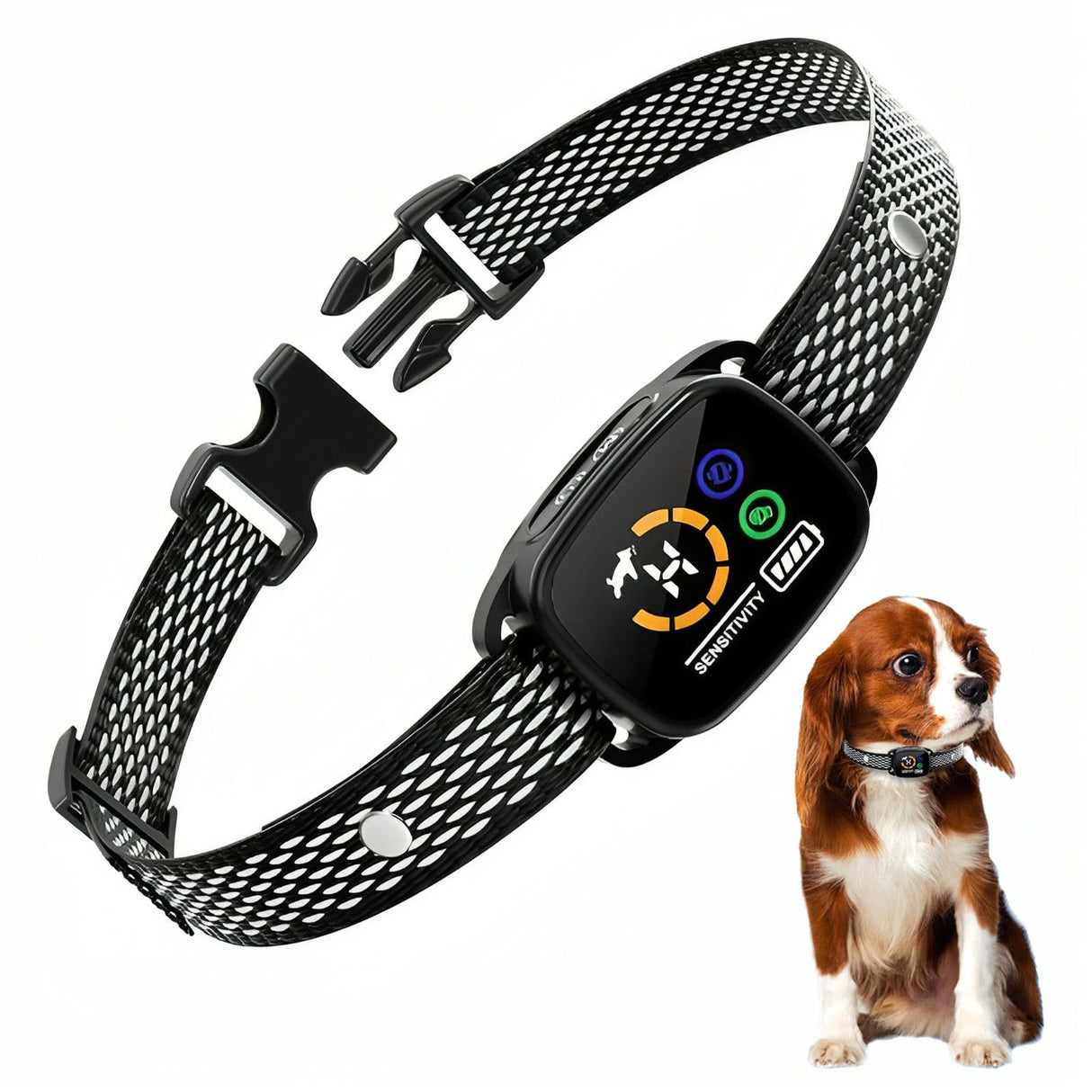 Dog Bark Collar, No Shock Smart Collar for Dog Training, Rechargeable Shockless Smart Anti Barking Collar with 6 Adjustable Sensitivity Beep Vibration for Small Dogs