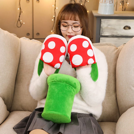 Slippers for Women Men Cute Cartoon Cotton Shoes with Green Pipe Pot Holder Valentine's Day Gifts