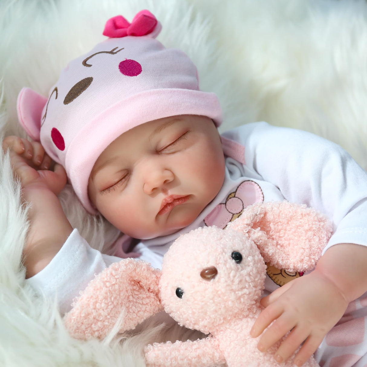 Reborn Baby Doll Girl, 60cm Soft Weighted Body, Cute Lifelike Handmade Silicone Sleeping Doll