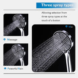 10" Rain Shower Head Set 2 in 1 Wall Mounted Shower Rail 3-Mode Handheld Spray Round Bathroom