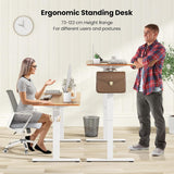 Electric Standing Desk, 140 x 60 cm Sit Stand Home Office Desk with 3 Memory Height Settings, Height Adjustable Computer Desk with 2 Hanging Hooks & Cable Management