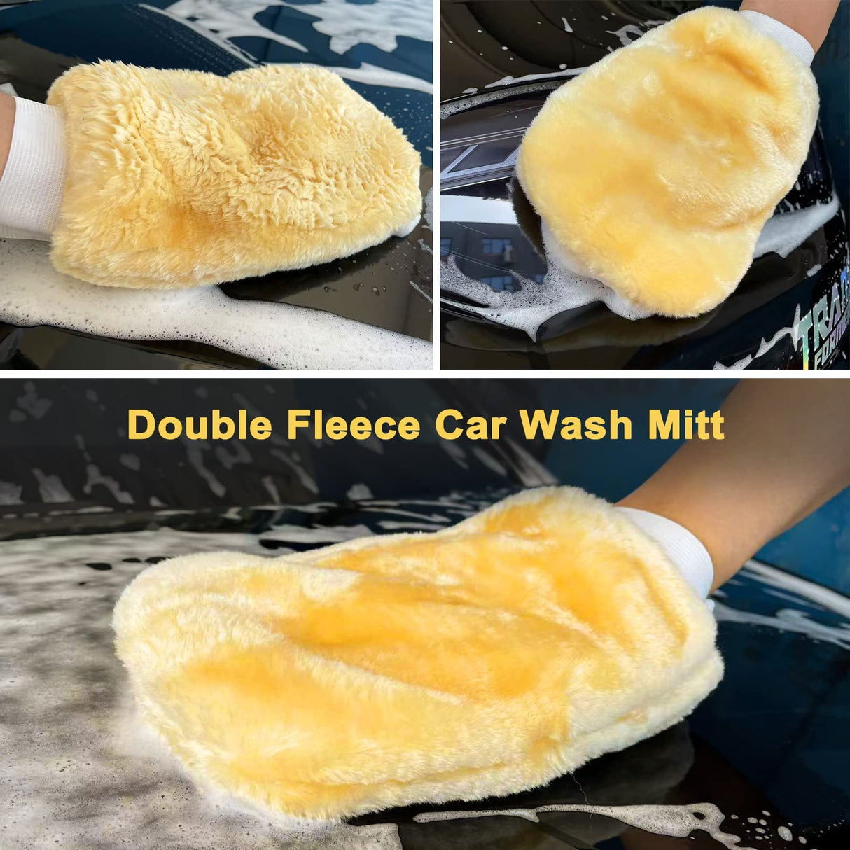 Car Wash Brush Kit, 5 Pack Detachable Chenille Microfiber Car Wash Mop Head with Long Handle, 180° Rotating Brush Extension Pole with Car Wash Mitt and Towel Cleaning Kit for RV Truck Camper