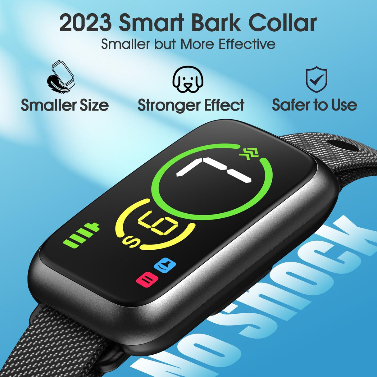 Dog Bark Collar, Smart Bark Collar for Small Medium Dogs, Automatic No Shock Anti Barking Training Collar, Rechargeable No Bark Collar with 7 Adjustable Sensitivity & Beep Vibration Modes