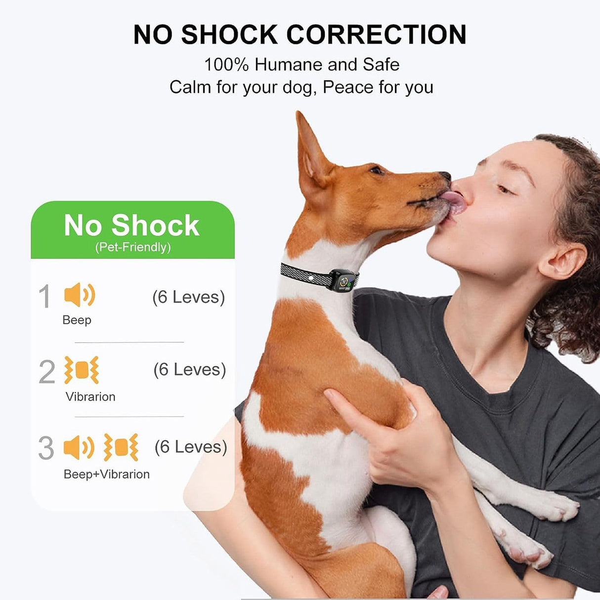 Dog Bark Collar, No Shock Smart Collar for Dog Training, Rechargeable Shockless Smart Anti Barking Collar with 6 Adjustable Sensitivity Beep Vibration for Small Dogs