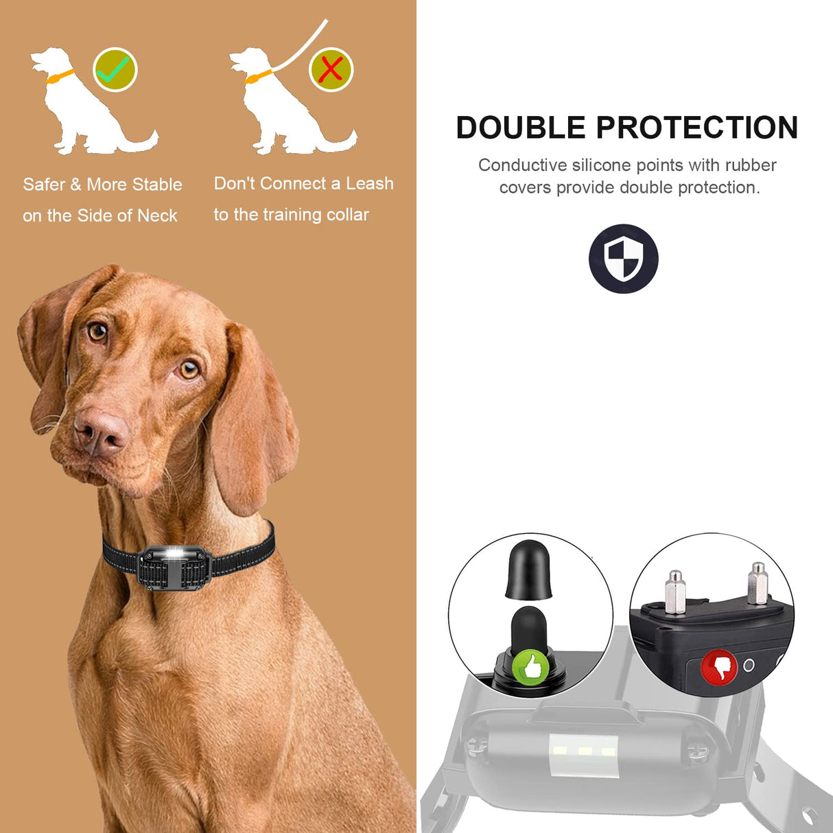 Dog Shock Collar with Remote, Dog Training Electric Collar, Waterproof Rechargeable, 1640ft Dog Shock Collar with LED Light, Beep, Vibration, Shock for Medium/Large 3 Electronic Collars Dogs