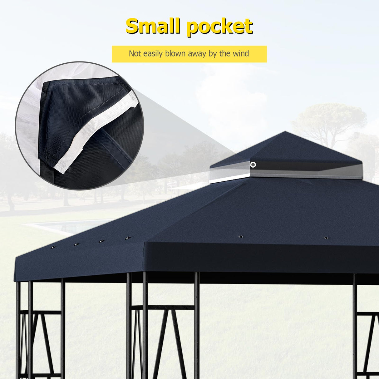 10'x10' Replacement Canopy Top Cover Only for Gazebo, Double Tiered Gazebo Covers for Outdoor Patio Garden Canopy (Black)