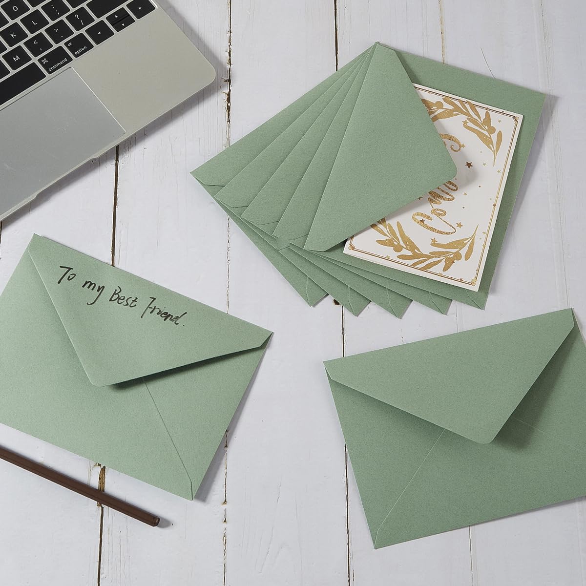 50 Pieces Sage-Green A7 Envelopes Greeting Card Envelopes 5.24 x 7.24 Inches for 5 x 7 Wedding Invitation Cards, Greeting Cards, Birthday Baby Shower Invitations