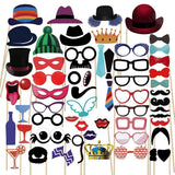 Party Photo Booth Props, 58 Pcs Funny Photo Booth Party Decorations Moustache Glasses Hats Crowns for Party Selfie Props, Memory Photo, Birthday Party