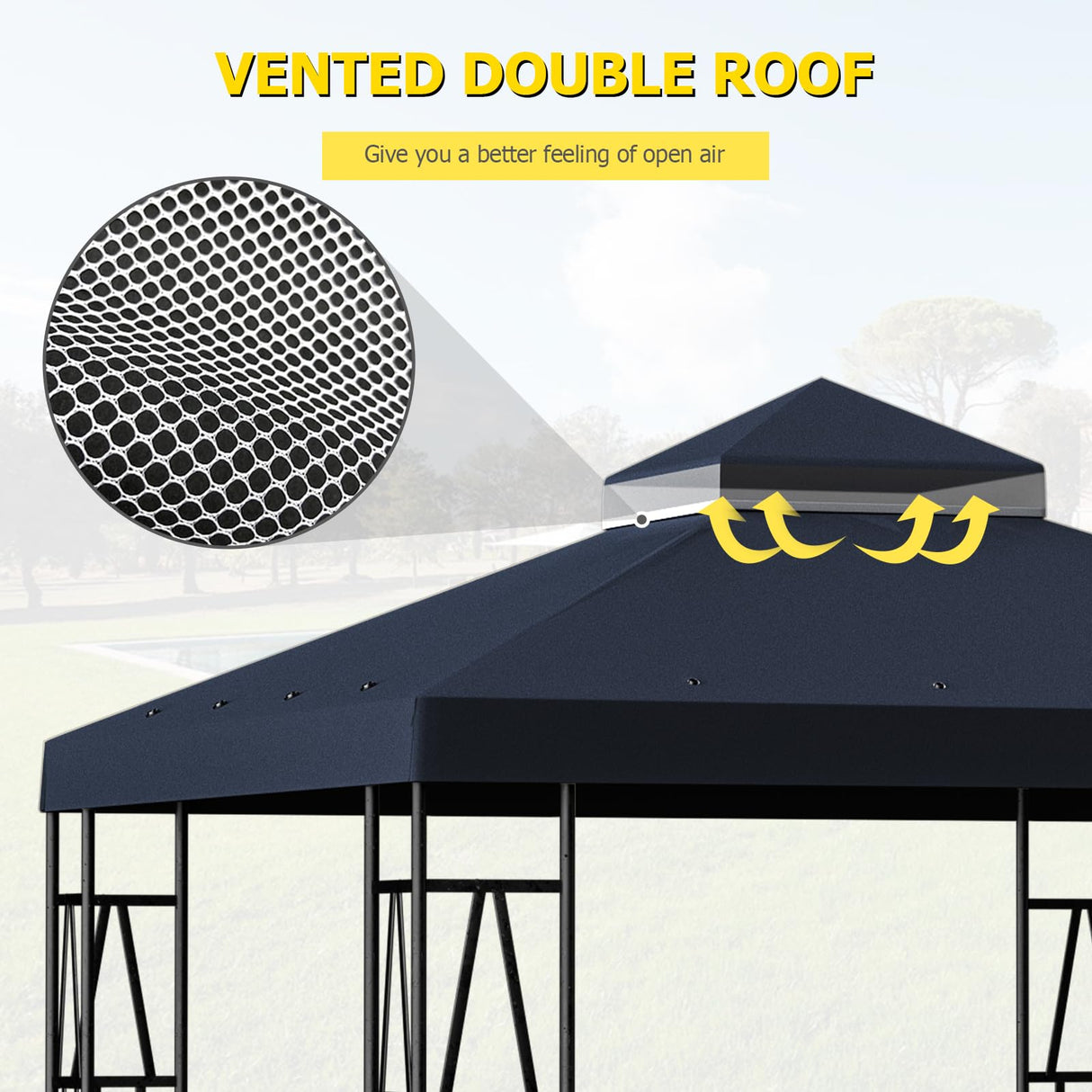 10'x10' Replacement Canopy Top Cover Only for Gazebo, Double Tiered Gazebo Covers for Outdoor Patio Garden Canopy (Black)