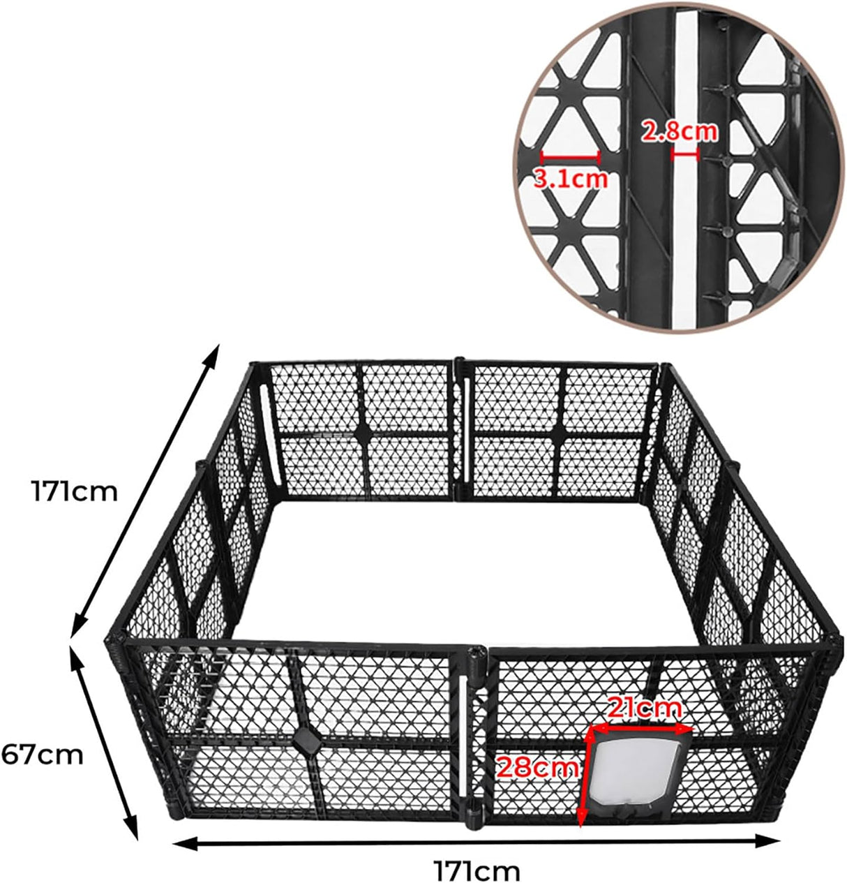 Pet Playpen Folding Dog Plastic Puppy Exercise Enclosure Fence 8 Panels, Dog Play Pen Connectable Fence with Lockable Gate, Universal Portable Pet Exercise Cage Yard for Indoor Outdoor