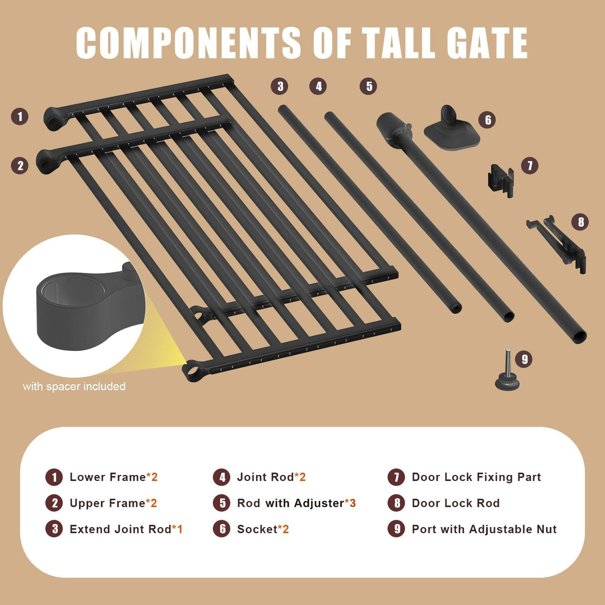 Pet Scene Retractable Safety Gate Black, 185CM Pet Fence for Dog Cat Extra Tall Fence Enclosure Barrier Safe Guard Security Fencing for Doorway Stairs Kitchen 190 to 250cm