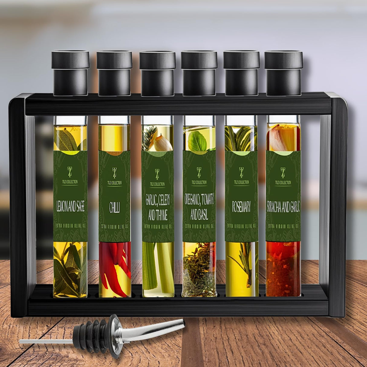 Infused Olive Oil Gift Set 6x40ml Extra Virgin, Flavoured, Cooking Oil/Bread dipping oils gift set, |Basil Oil, Garlic Oil, Chilli, Lemon, Rosemary, Oregano|Tomatoes -Cooking Oils Gift Set |Food Gifts