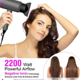 2200W Professional Hair Dryer Powerful AC Motor Quick Drying ionic dryer with 2 Speed 3 Heat Setting, Cool Shot Button with 1 Diffuser & 2 Concentrator for Multi Women Man Hairstyles (AU Plug)