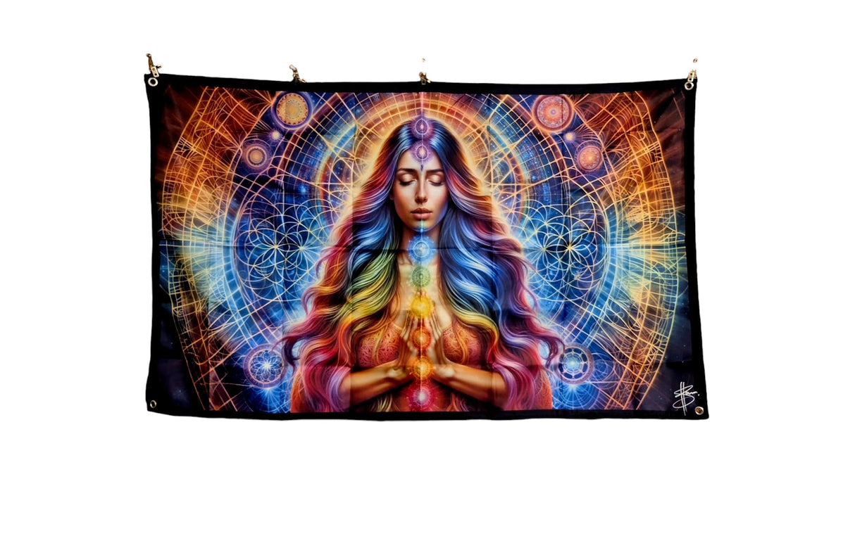 Chakra Art Positive Vibrant Meditation Energy Wall Hanging Art, 150x90 cm, Digitally Printed