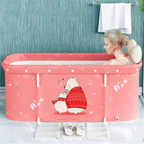 Portable ice Bathtub Adult Foldable Bath Barrel SPA Household Tub for 2-Person Family Large Size 47 inch Pink Bear Pattern