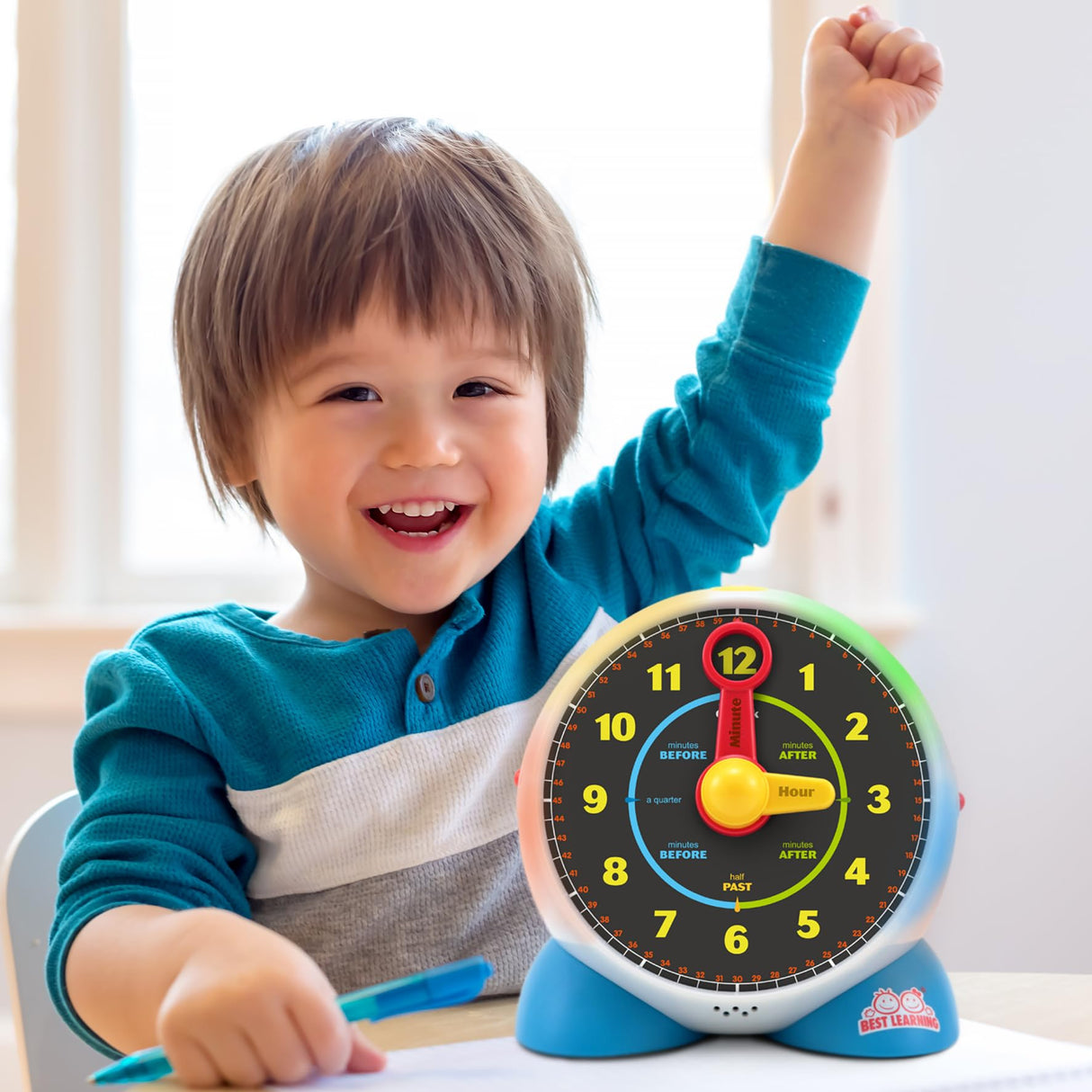 Learning Clock - Educational Talking Learn to Tell Time Light-Up Toy with Quiz and Sleep Mode Lullaby Music for Toddlers & Kids Ages 3 to 6 Years Old