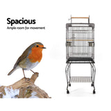 Bird Cage 53 x 53 x 145cm Large Guinea Pig Pet Birds Parrot Ferret Cages Aviary Budgie Finch Canary Stand Toys,Black 2 Perch with Wheel + Slide-Out Removable Tray