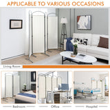 4-Panel Room Divider, Folding Privacy Screen, Portable Polyester Fabric Wall Divider and Separator, Freestanding Privacy Protection for Living Room, Bedroom, Office (White)