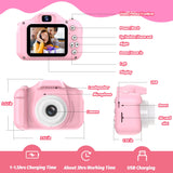 Kids Camera Toys for 3-12 Years Old Boys Girls Children,Portable Child Digital Video Camera with Silicone Cover, Christmas Birthday Gifts for Toddler Age 3 4 5 6 7 8 9 (Pink)