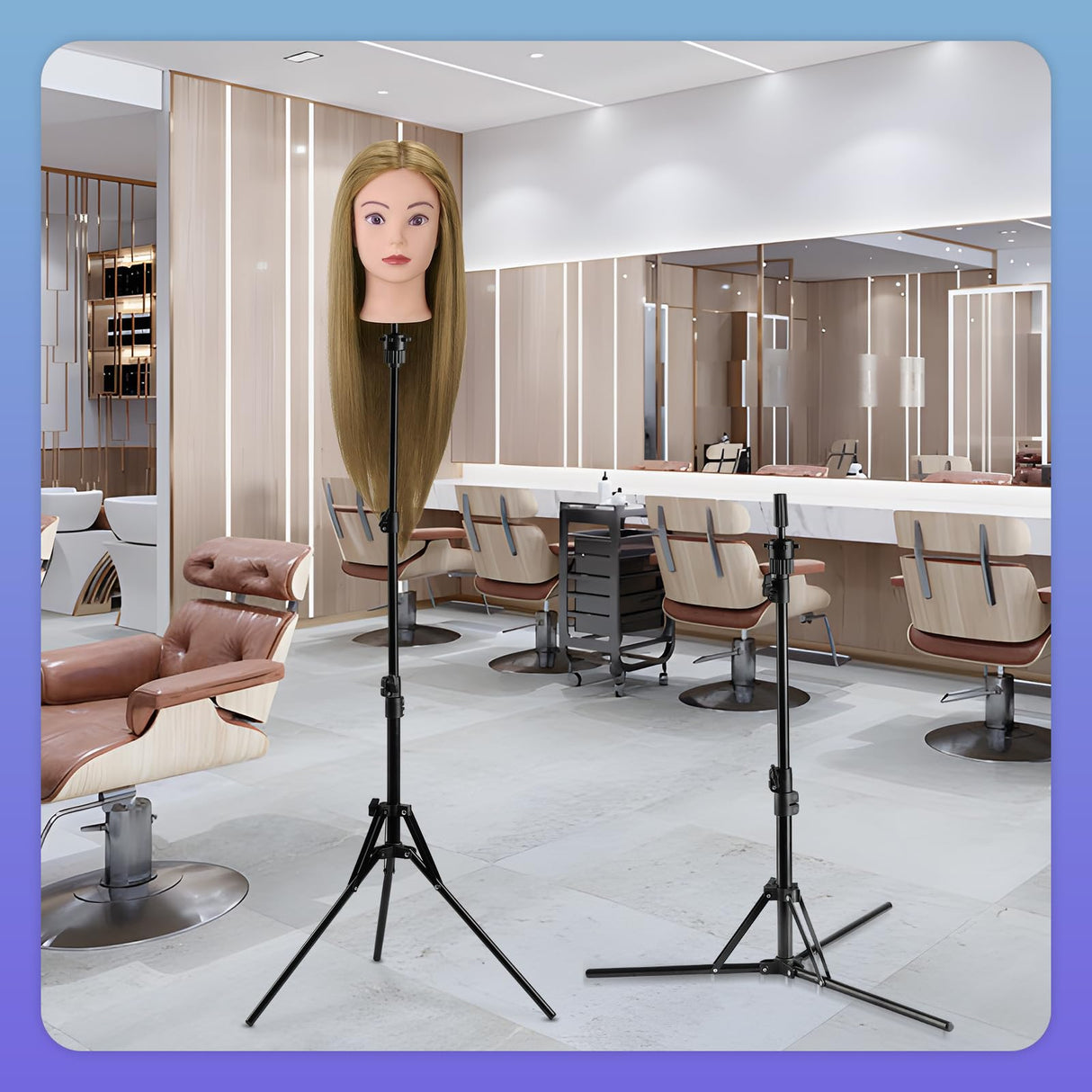 63 Inch Wig Stand Tripod,Metal Adjustable Mannequin Foldable Head Stand with Set for Cosmetology Hairdressing Training