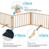 Freestanding Wooden Dog Gates -Foldable Pet Gate Indoor Dog Fence, Dog Gate for Doorways, House, Stairs, Halls-5 Panel 16.9"