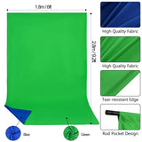 Green Screen Backdrop with Stand - Adjustable T-Shape Stand Kit with 6x9ft/1.8x2.8m 2-in-1 Chromakey Muslin Blue & Greenscreen Background Photo Photography Backdrop Kit for Photoshoot Video Recording