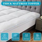 Luxury Bamboo Mattress Topper Double Size - Cooling & Softness - 1000GSM Bamboo Fiber Filling for Superior Comfort and Breathability with 45cm Deep Pocket - Hotel Quality- White