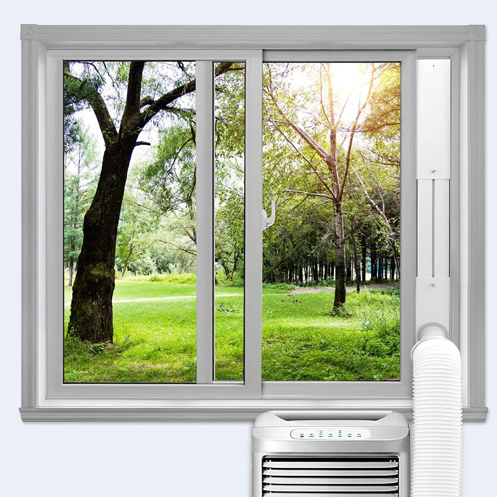 Portable Air Conditioner Window Door Kit with 5.9” Exhaust Hose Adjustable AC Vent Kit for Ducting Universal AC Seal Panel for Horizontal&Vertical Window