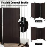 3 Panels Folding Privacy Screen, 180cm Tall Room Divider with Metal Frame & Wear-Resistant Fabric, Freestanding Partition Wall Divider with Rolling Wheels for Home, Office, Hospital