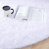 Fluffy Round Rug Carpets, Modern Shaggy Circle Rug for Kids Bedroom Extra Comfy Cute Nursery Rug Small Circular Carpet for Boys Girls Room Home Decor Area Rug, 4ft Rugs, White