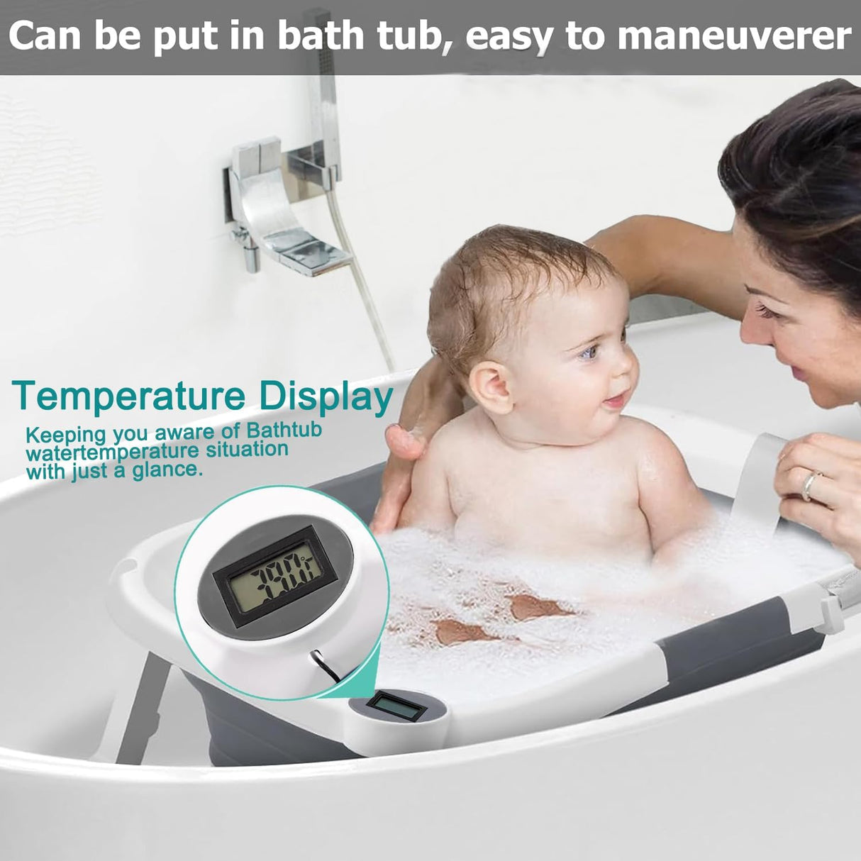 Baby Bath Tub Foldable Bathtub, Newborn Baby Plastic Bathtub with Cushion Pad Foldable Anti-Slip Legs Collapsible Tub for Toddler Baby Kids Bathing - Childrens Travel Shower Bath Tubs