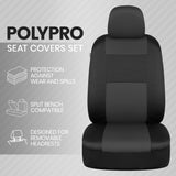 Car Seat Covers Full Set in Charcoal on Black – Front and Rear Split Bench for Cars, Easy to Install Cover Set, Accessories Auto Trucks Van SUV