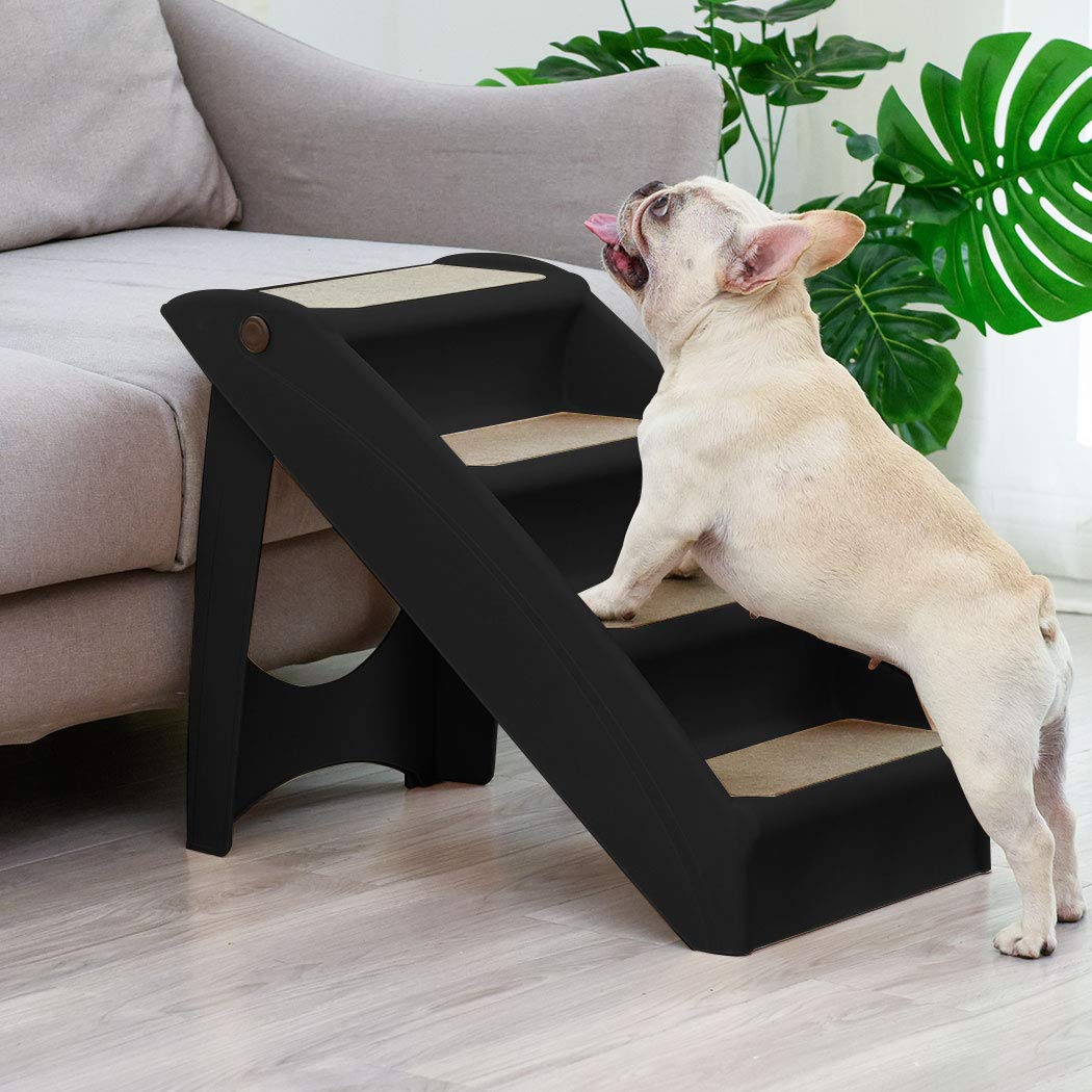 Indoor Foldable Dog Steps for Bed Couch Sofa Car Black, Pet Stairs for Small to Medium Dogs & Cats 76kg Load, Dog Ramp Step for SUV Car, Dog Ladder 50cm Height