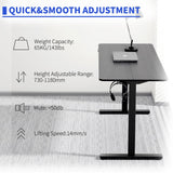 Electric Standing Desk 110x60cm (43.3"x23.6"), Height Adjustable Standing Desk with Splice Board, Stand Up Desk with Backpack Hook and Memory Smart Handset