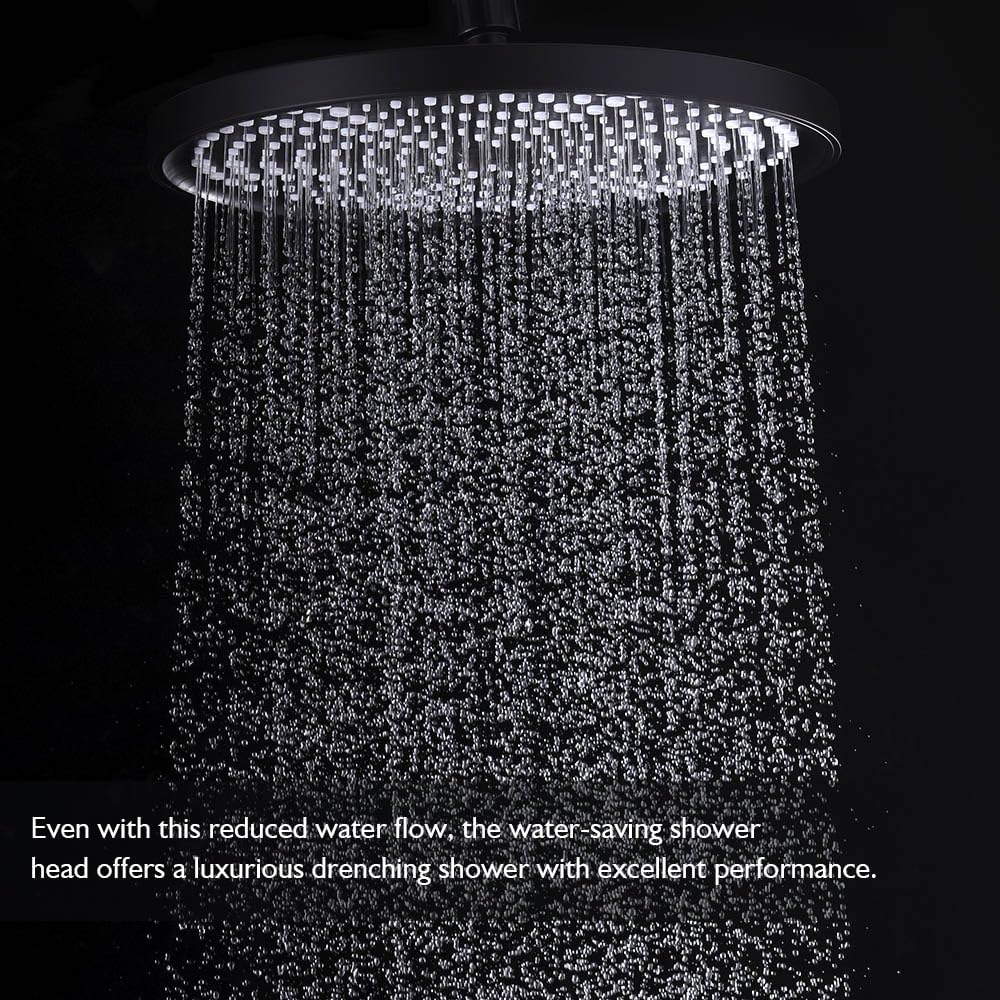 10" Rain Shower Head Set 2 in 1 Wall Mounted Shower Rail 3-Mode Handheld Spray Round Bathroom