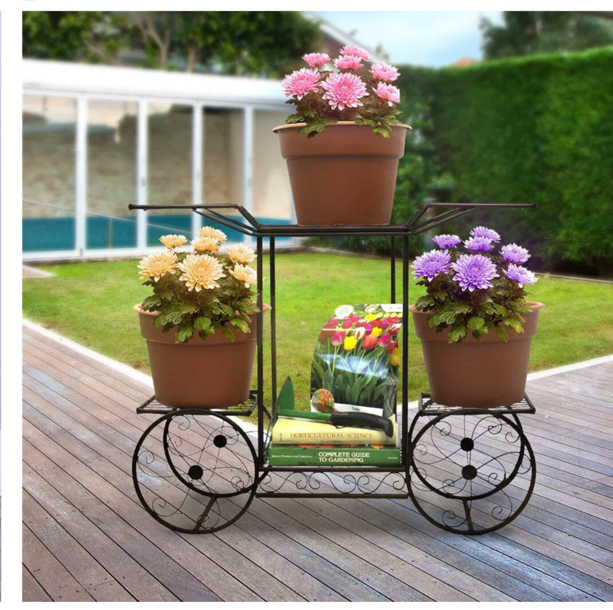 Garden Cart Stand & Flower Pot Plant Holder Display Rack 6 Tiers Parisian Style