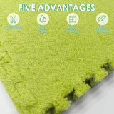 Fluffy Area Rug, 30cm Square Plush Foam Floor Mat Playmat for Kids, 4Pcs Shaggy Detachable Furry Carpet, Couch Cover Seat Cushion Play Mat for Bedroom Playroom Decor