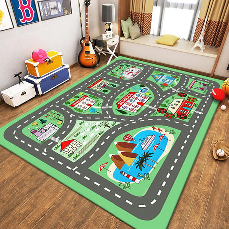 Play Mat Kids Rug Carpet Playmat Extra Large Learn Have Fun Safe Road Traffic System Multi Color Study Activity Centerpiece Play Mat for Playing with Cars for Bedroom Playroom