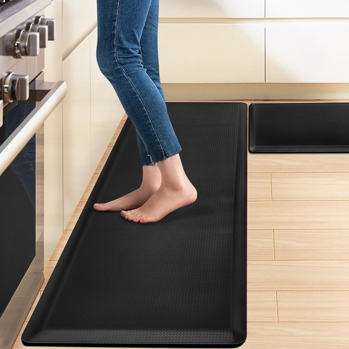 12 MM Thick Cushioned Anti Fatigue Kitchen Floor Mat, Non Slip & Waterproof Standing Kitchen Rugs and Mats for Home, Standing Desk, Sink, Laundry