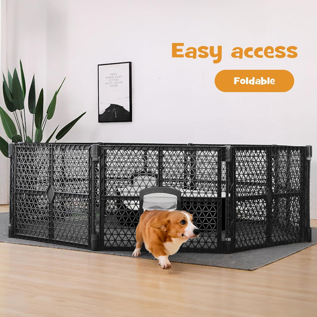 Pet Playpen Folding Dog Plastic Puppy Exercise Enclosure Fence 8 Panels, Dog Play Pen Connectable Fence with Lockable Gate, Universal Portable Pet Exercise Cage Yard for Indoor Outdoor