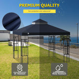 10'x10' Replacement Canopy Top Cover Only for Gazebo, Double Tiered Gazebo Covers for Outdoor Patio Garden Canopy (Black)