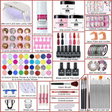 Acrylic Nail Kit with Everything - Nail Art Supplies Kit Acrylic Powder Liquid Monomer Nail Extension Kit with 12W UV Light Glitter UV Gel Acrylic Nails Brush Nail Extension Kit for Beginners