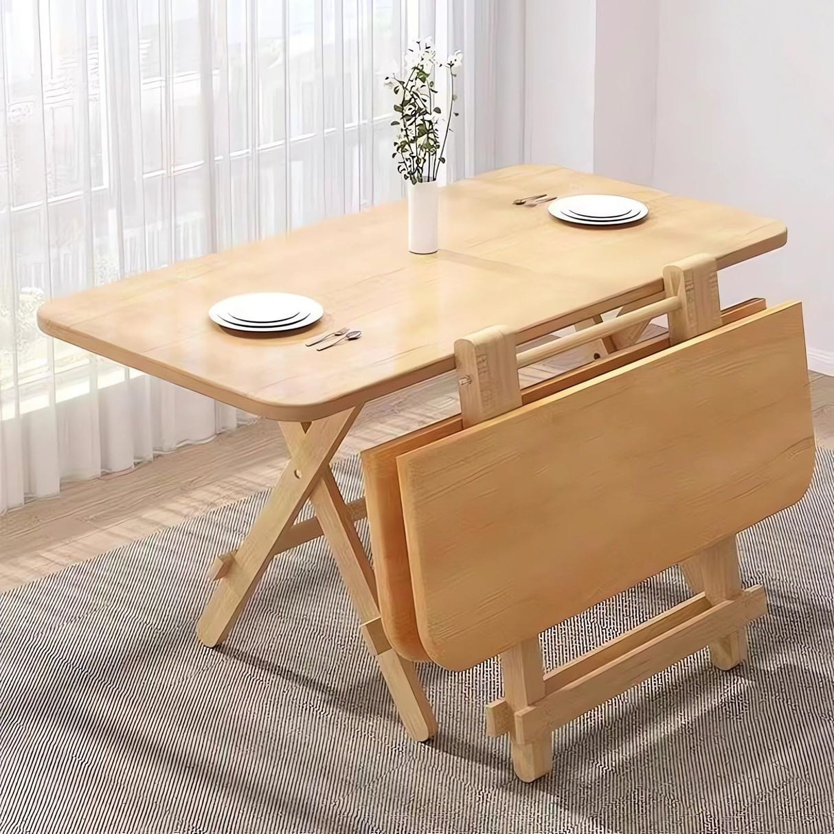 Dining Table, Foldable Living Room Table, Dining Room Table, Garden Table, Dormitory Study Table, Solid Wood Office Desk A40 (Wood, 100X60X58CM)