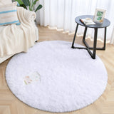 Fluffy Round Rug Carpets, Modern Shaggy Circle Rug for Kids Bedroom Extra Comfy Cute Nursery Rug Small Circular Carpet for Boys Girls Room Home Decor Area Rug, 4ft Rugs, White