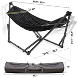 Tranquillo Uniki 3-Year Warranty Hammock Stand, 30s Foldable Hammock with Stand, 550 lbs Capacity Camping Hammock Stand, Instant Portable & Durable Hammock Stand, Premium Hammock, Black