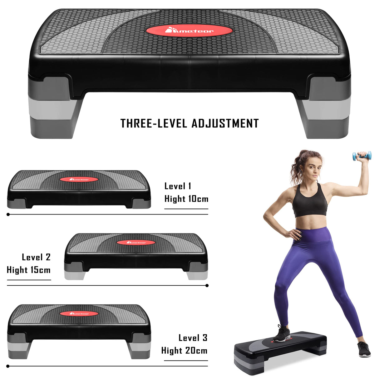 Aerobic Steps: Exercise Step Platform, Adjustable Stepper for Home & Gym Cardio Workouts, Aerobic Stepper for Fitness Training, Versatile Gym Step (10cm,15cm,20cm)